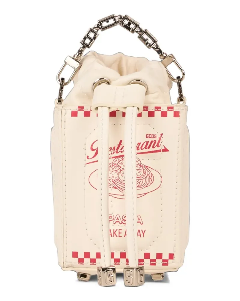 GCDS Dado graphic-print mini bucket bag - Weiß Weiß