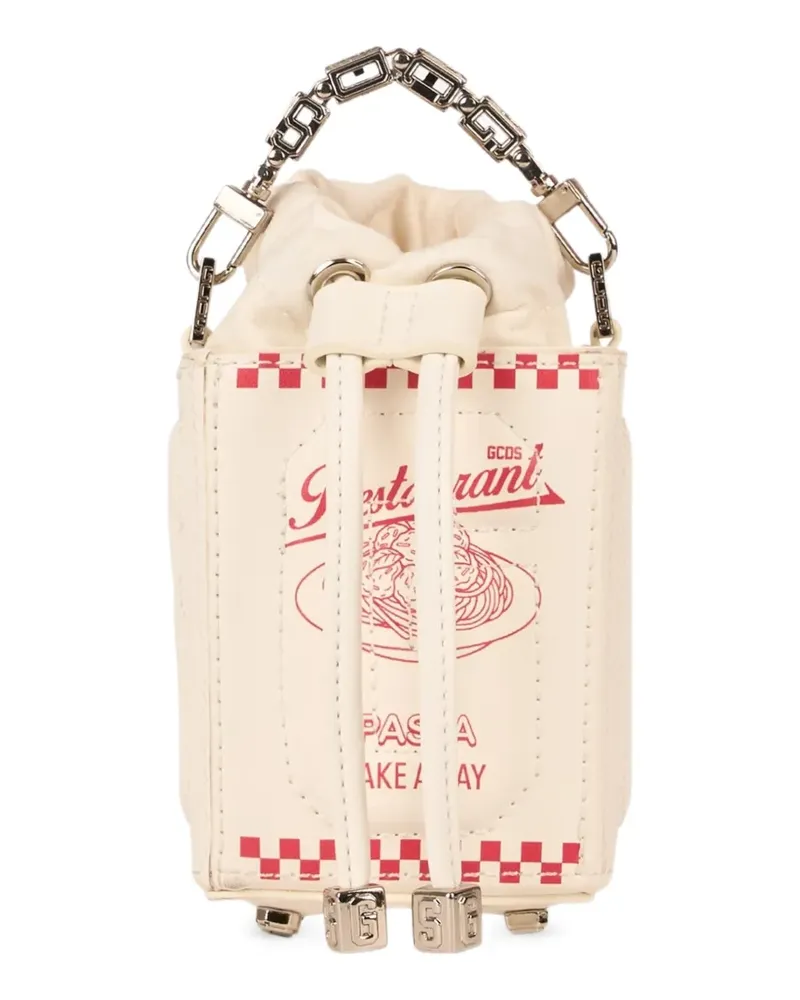 GCDS Mini Dado Beuteltasche mit grafischem Print - Weiß Weiß