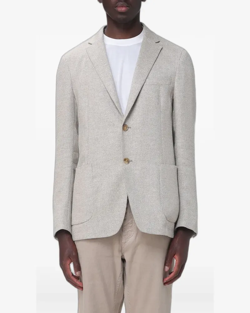 Ermenegildo Zegna chevron-pattern single-breasted blazer - Nude Nude