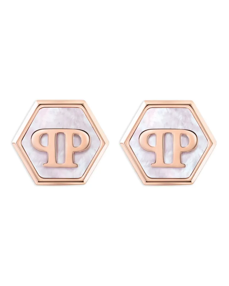 Philipp Plein Mini Ohrringe mit Logo - Rosa Rosa