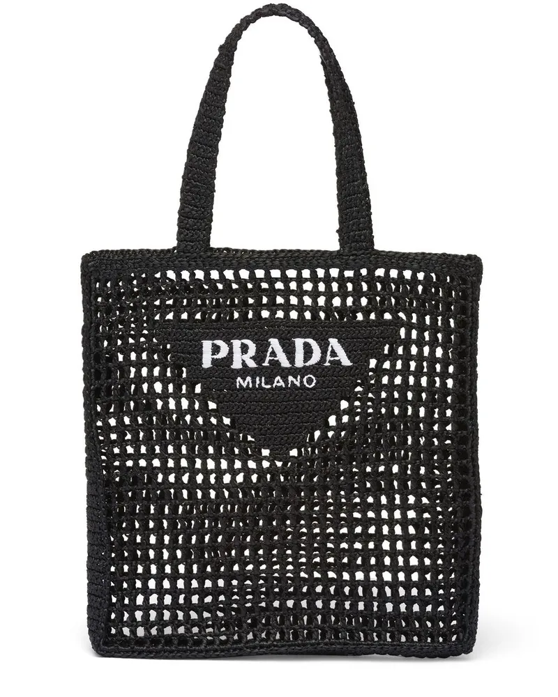 Prada Shopper aus Bast - Schwarz Schwarz