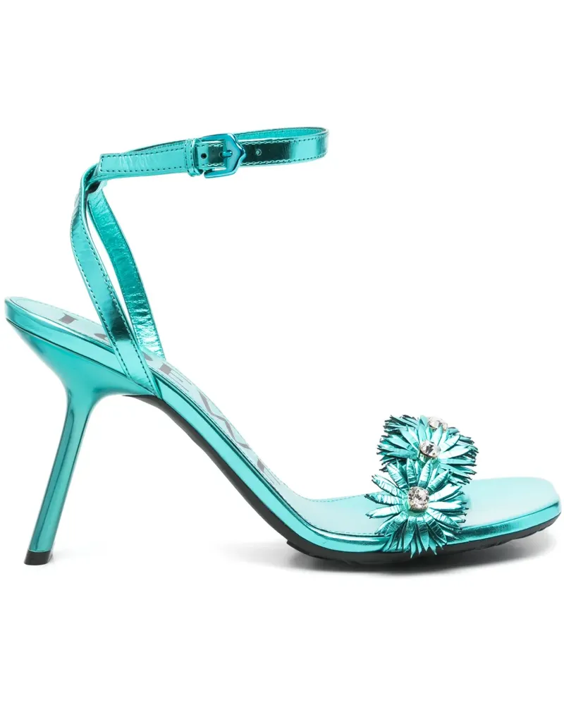 Loewe x Paula's Ibiza Sandalen mit Blumenapplikation 100mm - Blau Blau