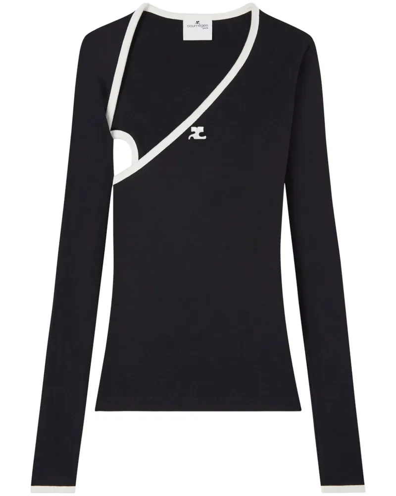 Courrèges Slash T-Shirt mit Kontrastdetail - Schwarz Schwarz