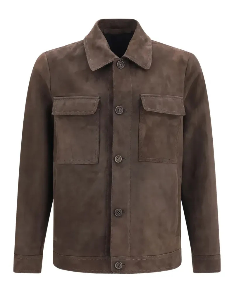 Salvatore Santoro button-up suede jacket - Braun Braun