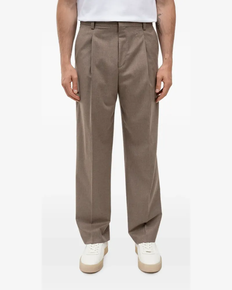 HUGO BOSS Straight-Leg-Hose mit Falten - Braun Braun