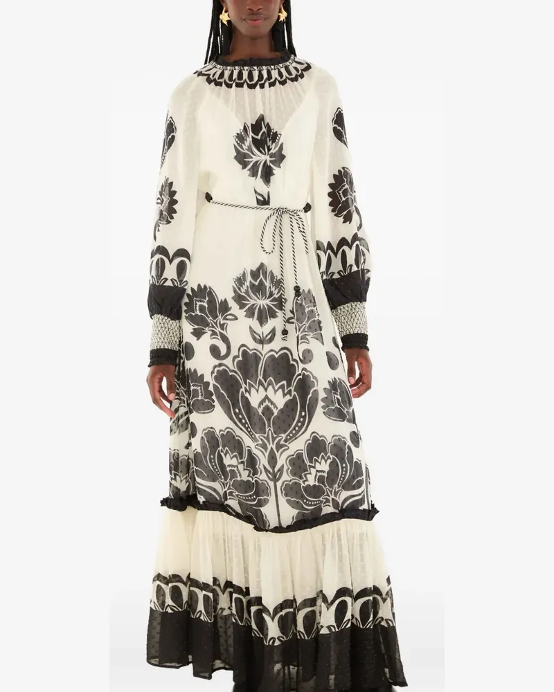 FARM Rio floral arabesque tie maxi dress - Weiß Weiß