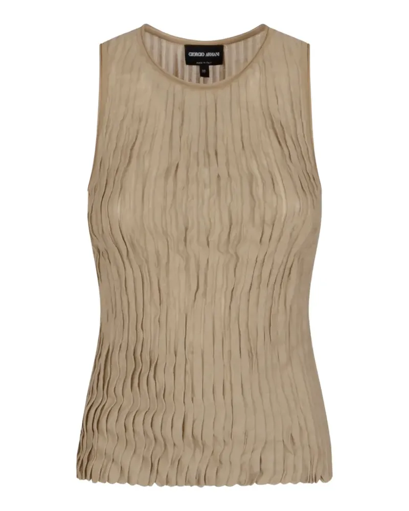 Giorgio Armani pleated lurex top - Nude Nude