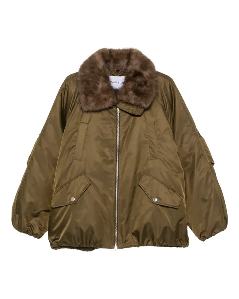 STAND Thilda faux-fur trim bomber jacket - Grün Grün
