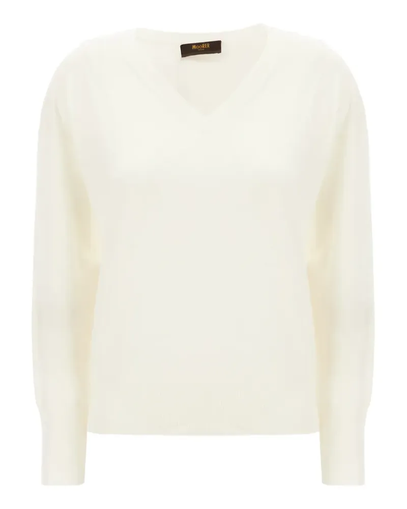 MOORER V-neck long-sleeve sweater - Weiß Weiß