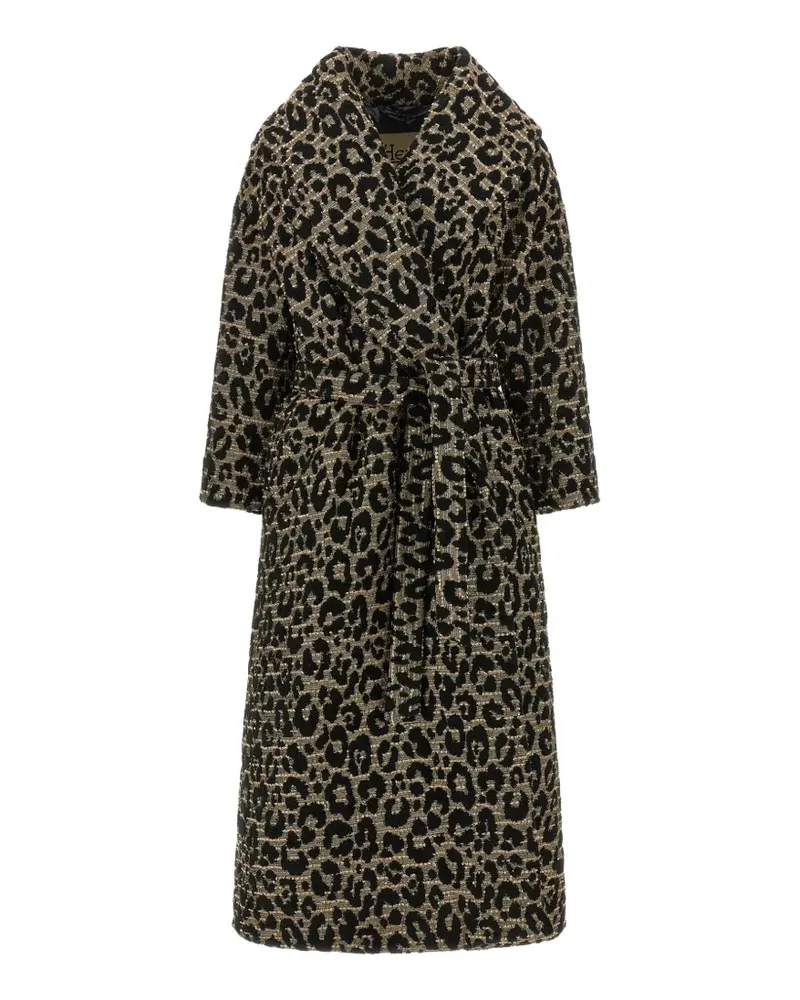 Herno Leo Mantel aus Jacquard mit Leopardenprint - Schwarz Schwarz