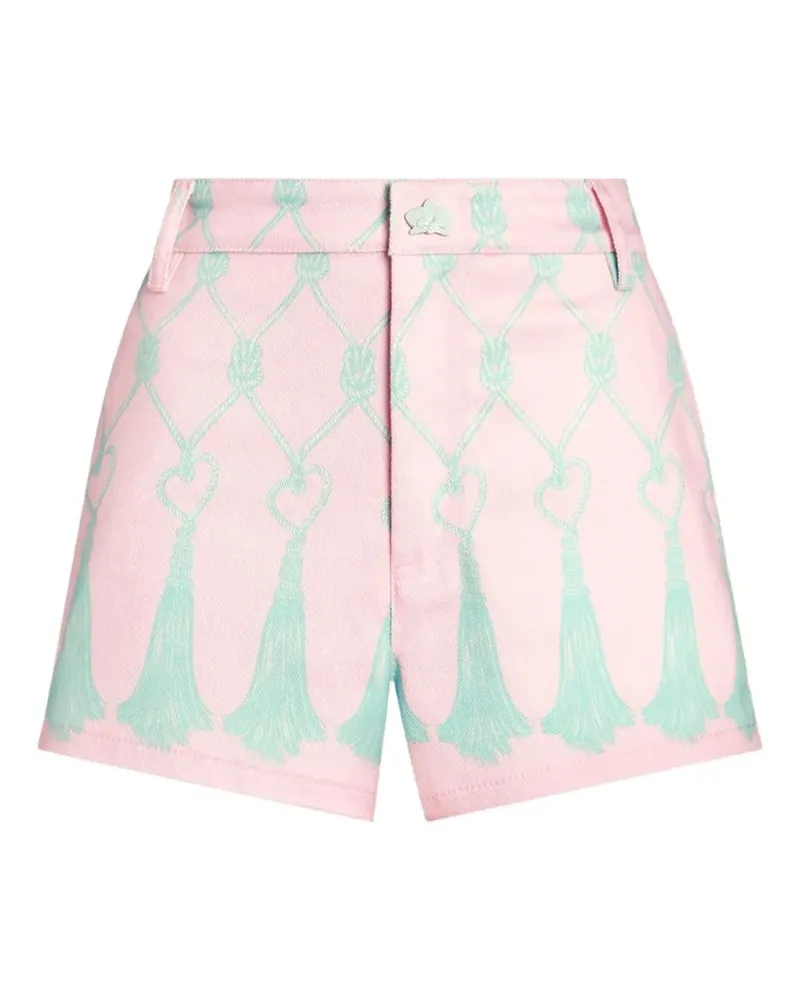 Genny tassel-print cotton mini shorts - Rosa Rosa