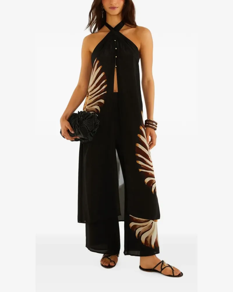 FARM Rio Ammonite Neckholder-Top mit Print - Schwarz Schwarz