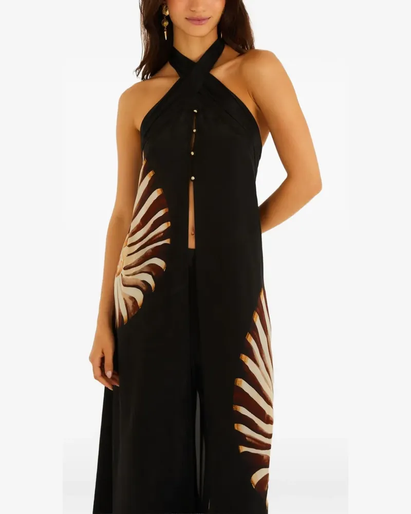 FARM Rio Ammonite Neckholder-Top mit Print - Schwarz Schwarz