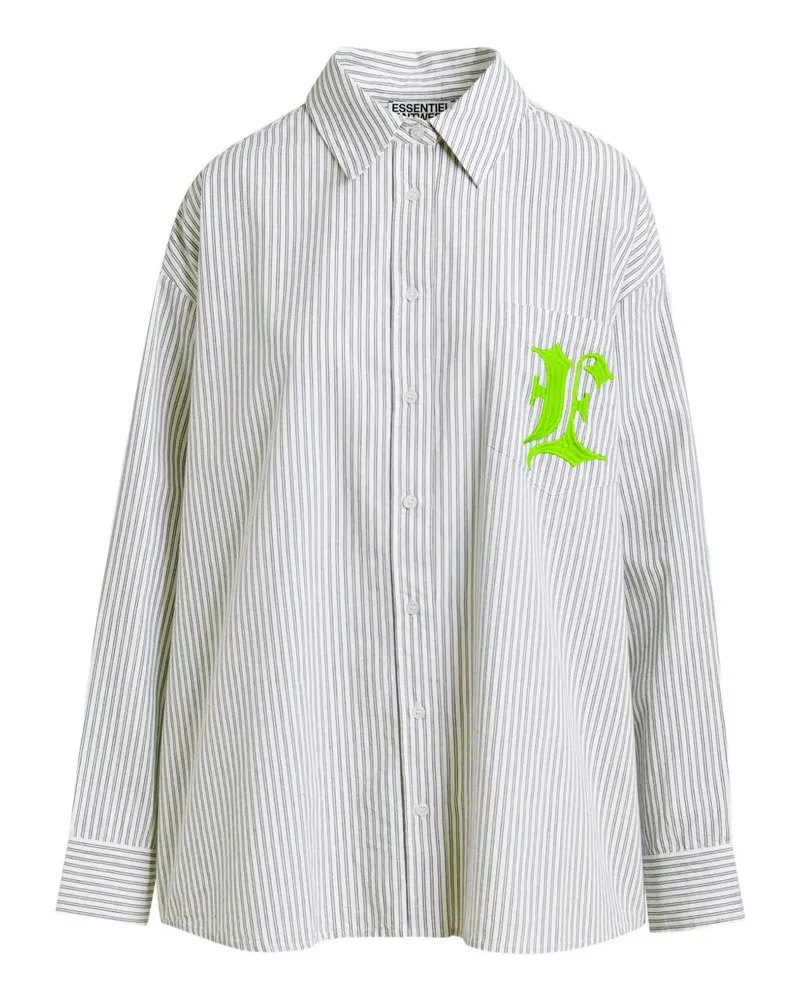 Essentiel Gestreiftes Hemd mit Stickerei - Grau Grau