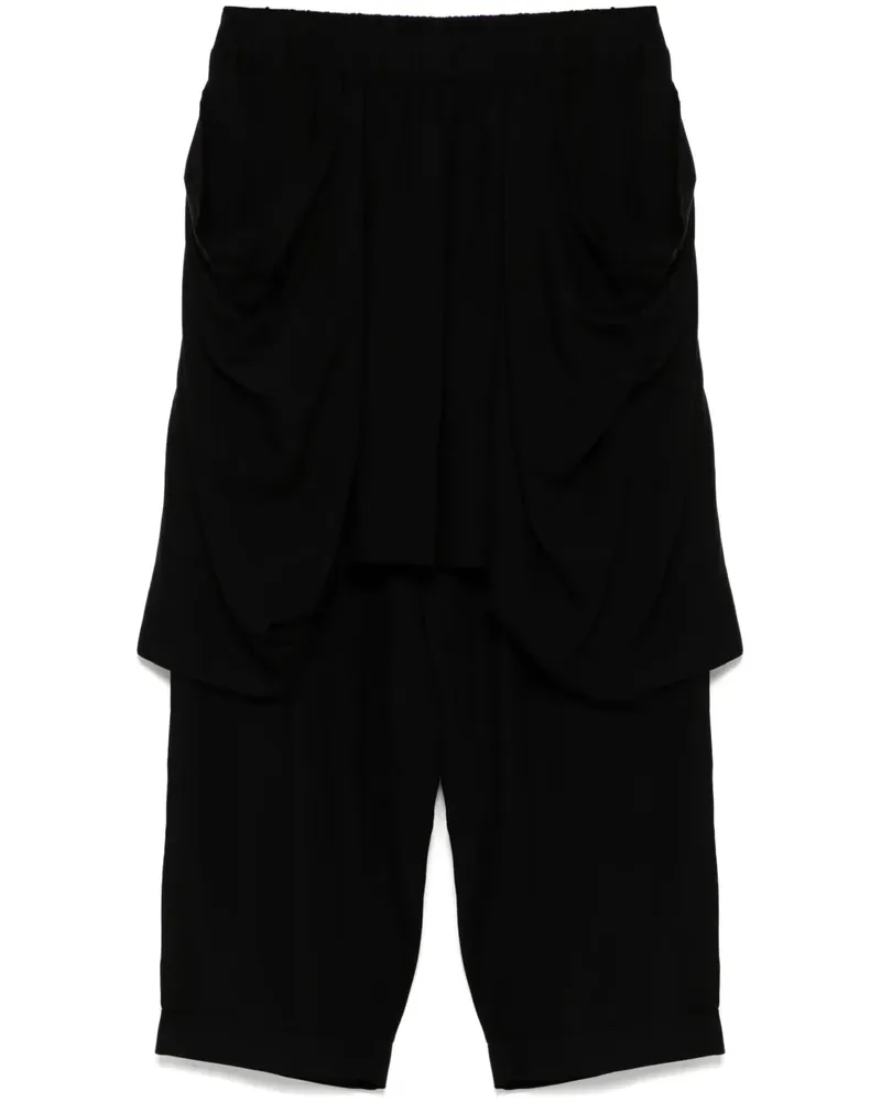 Yohji Yamamoto Tapered-Hose im Layering-Look - Schwarz Schwarz