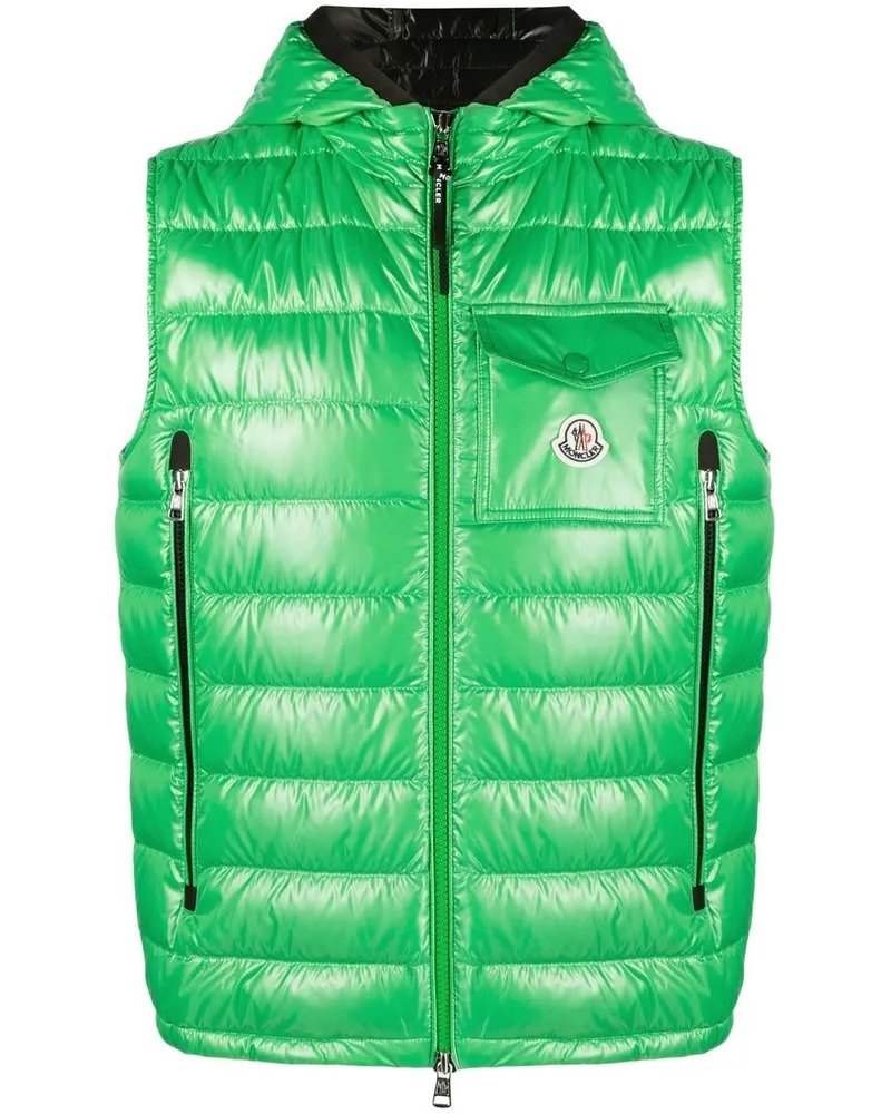 Moncler Gefütterte Weste mit Logo-Patch - Grün Grün