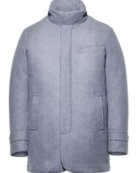 Norwegian Wool Gefütterte Jacke mit Fischgrätenmuster Blau