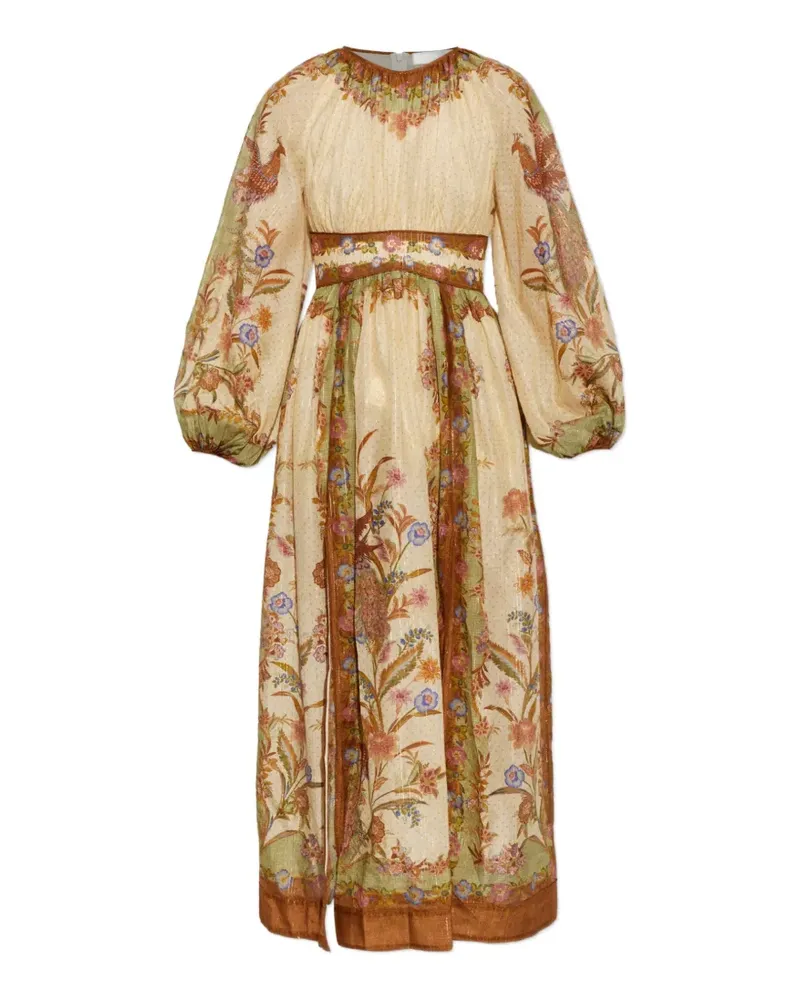 Zimmermann Indra floral-print waisted maxi dress - Nude Nude