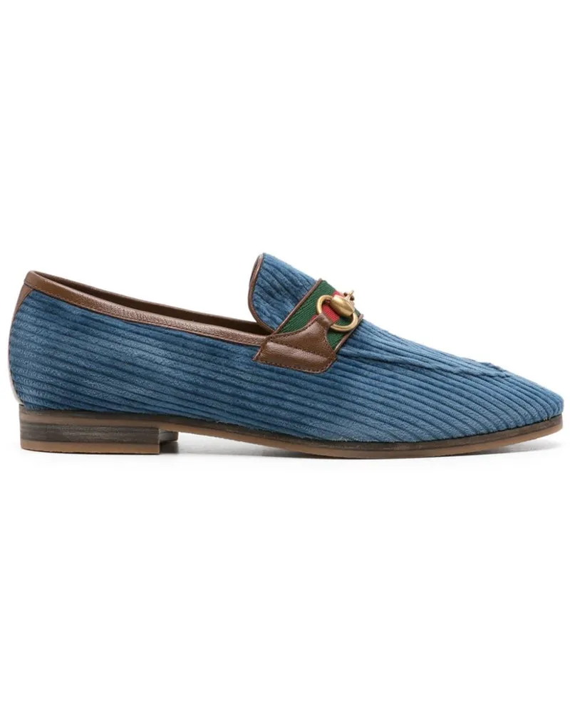 Gucci Loafer aus Cord mit Horsebit Blau