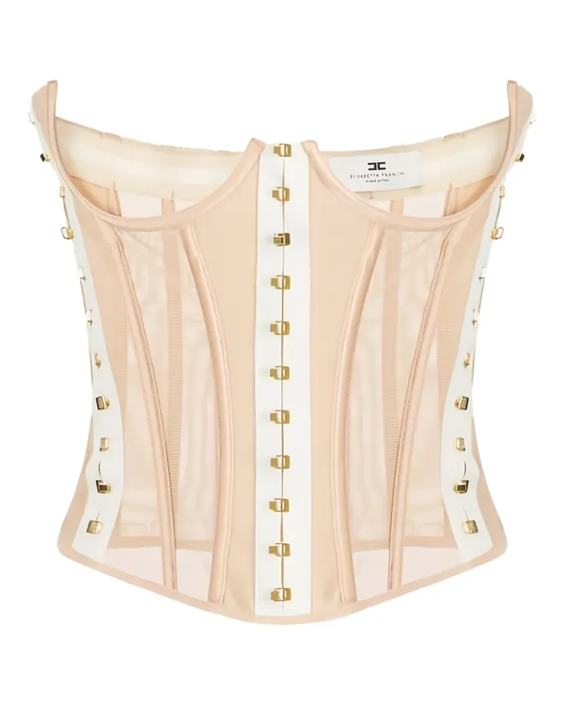 Elisabetta Franchi geometric cuts bustier top - Nude Nude