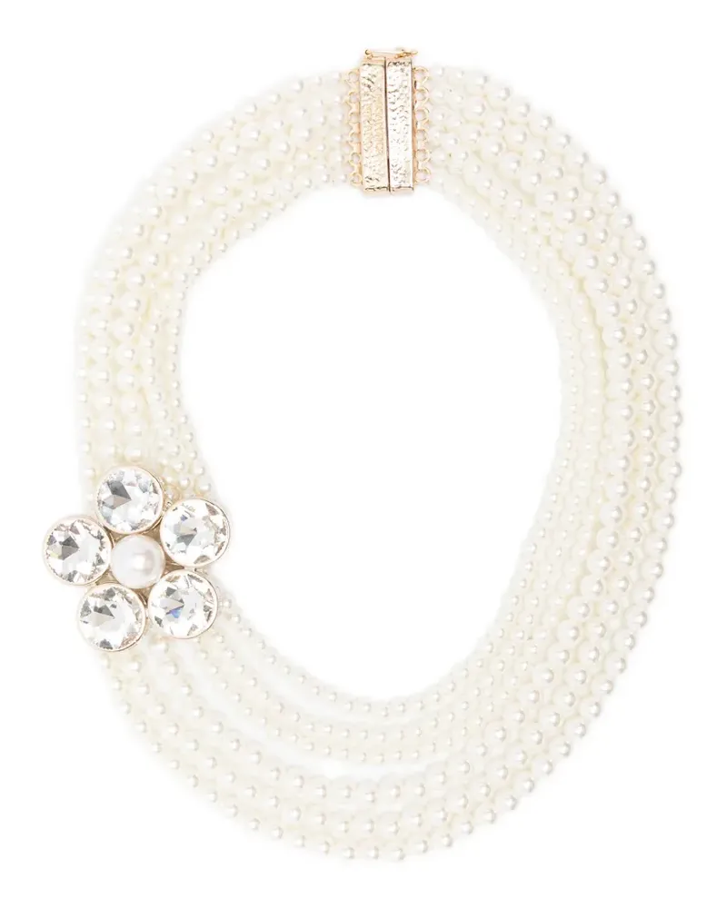 Rosantica Matera floral-appliqué pearl necklace - Weiß Weiß