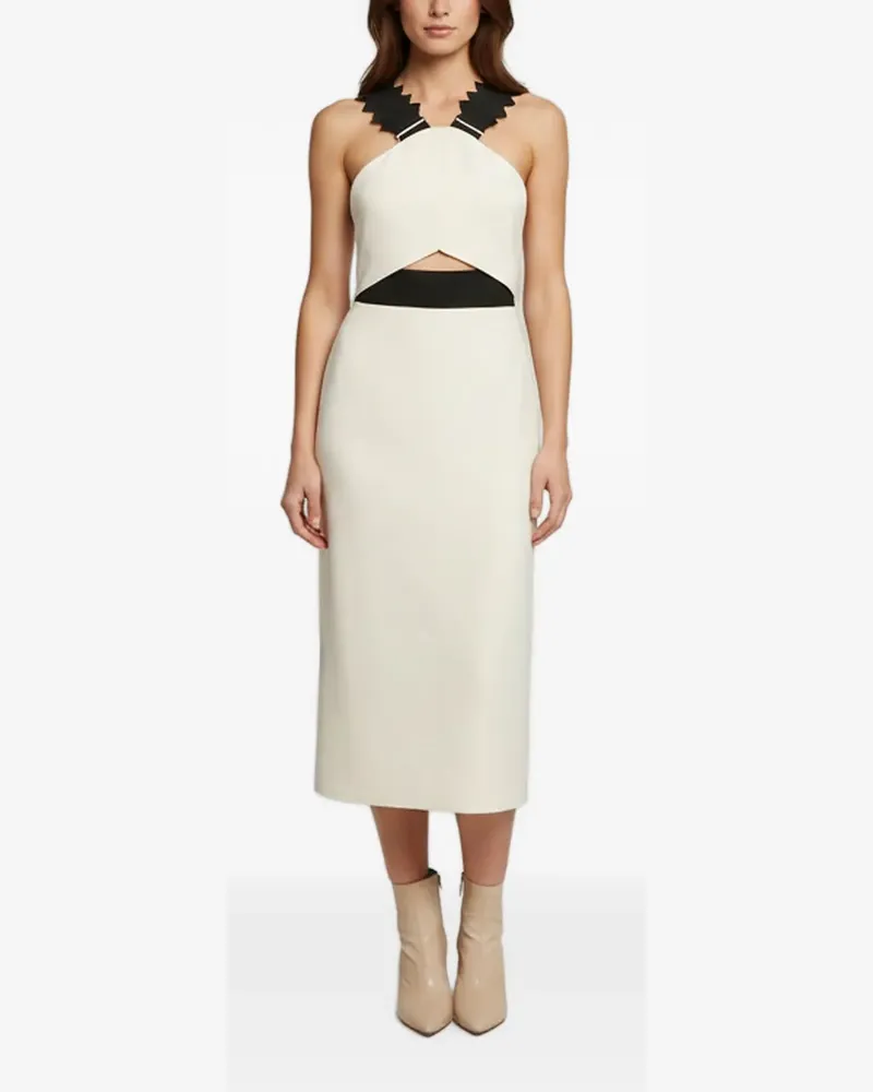 Self-Portrait Midikleid mit Cut-Out und Zickzackbesatz - Nude Nude