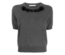 Pullover mit blumigen Applikationen - Grau