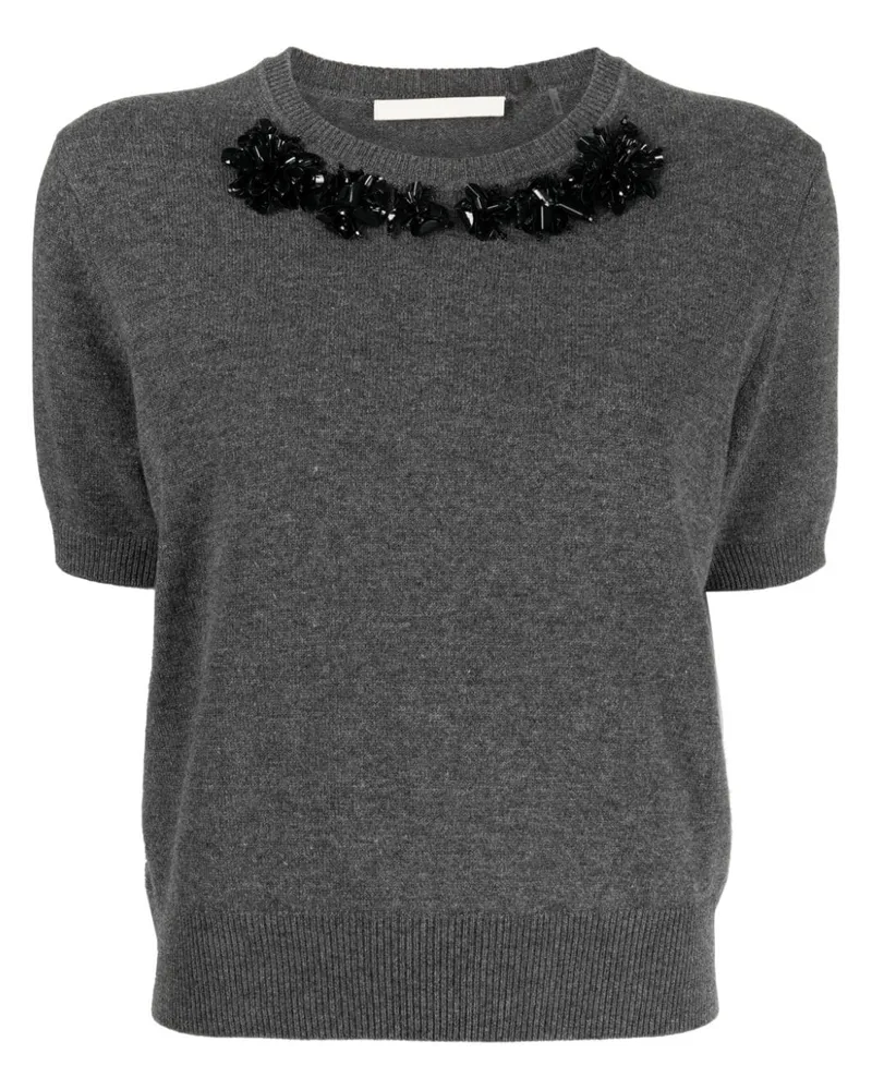 Jason Wu Pullover mit blumigen Applikationen - Grau Grau