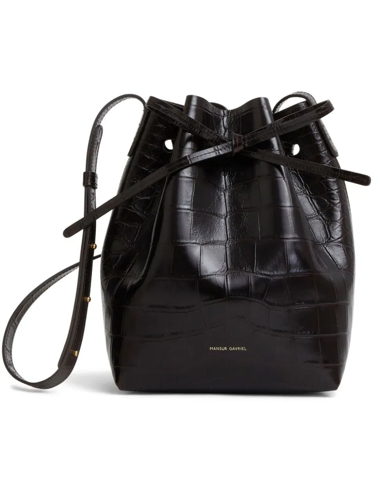 Mansur Gavriel Beuteltasche mit Kroko-Effekt - Schwarz Schwarz