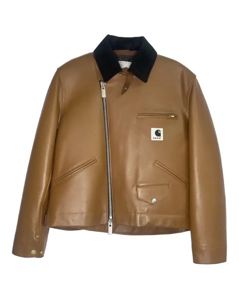 Sacai x Carhartt WIP asymmetrische Lederjacke - Braun Braun