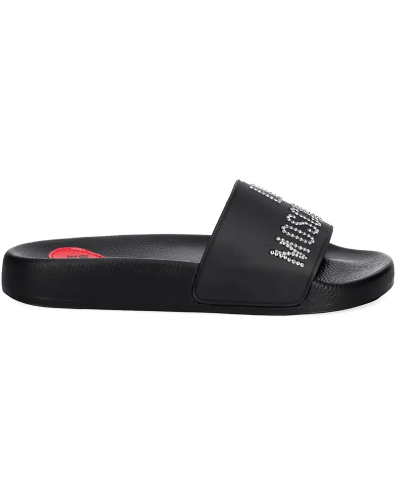 Moschino Pantoletten mit Strass - Schwarz Schwarz