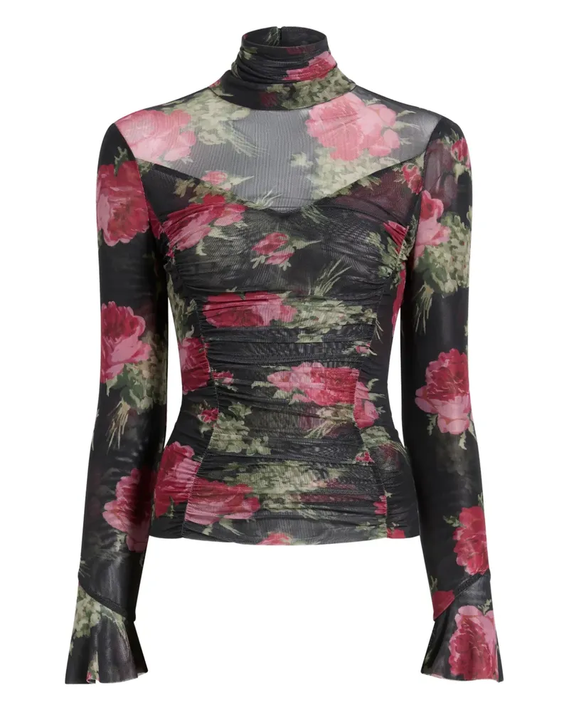 Cinq à Sept Lucy Oberteil mit barocken Rosen - Schwarz Schwarz