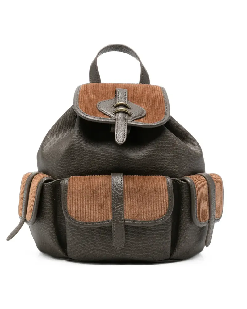 Coccinelle Rucksack mit Cordeinsatz und Lederbesatz - Grau Grau