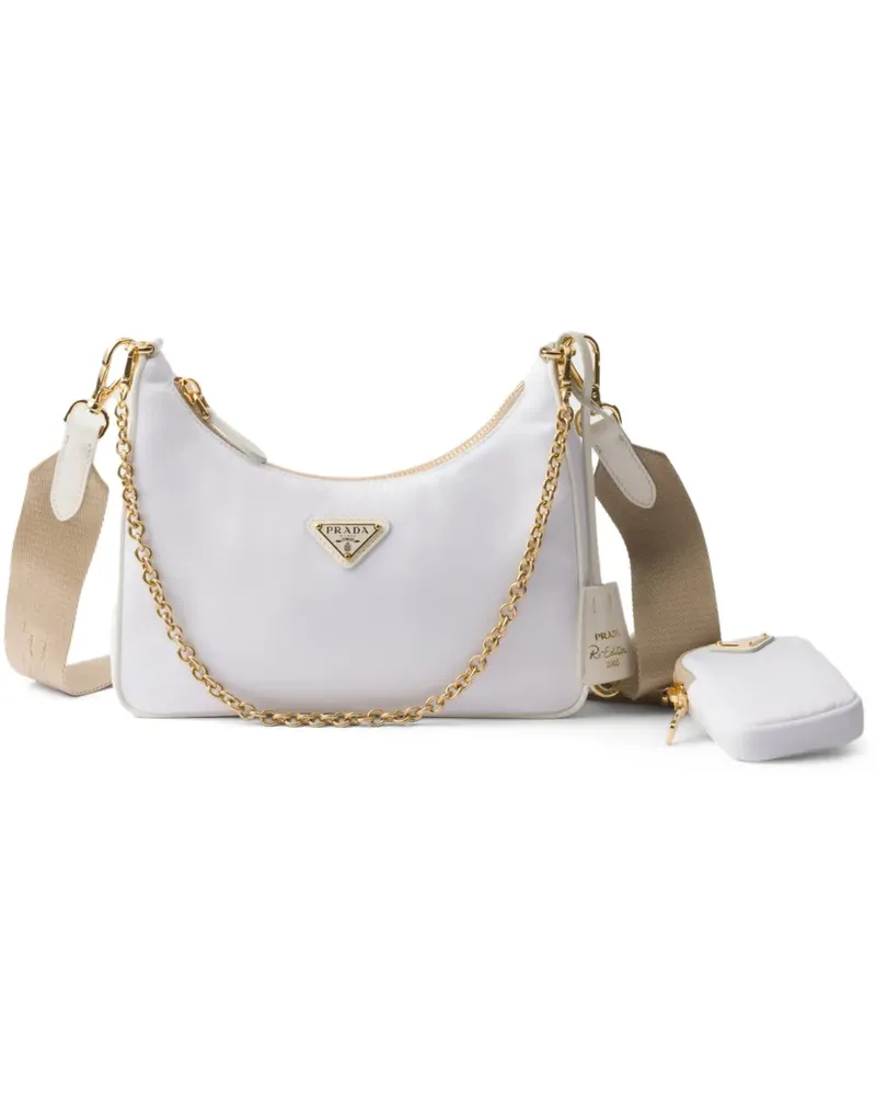 Prada Re-Edition 2005 Schultertasche aus Re-Nylon - Weiß Weiß