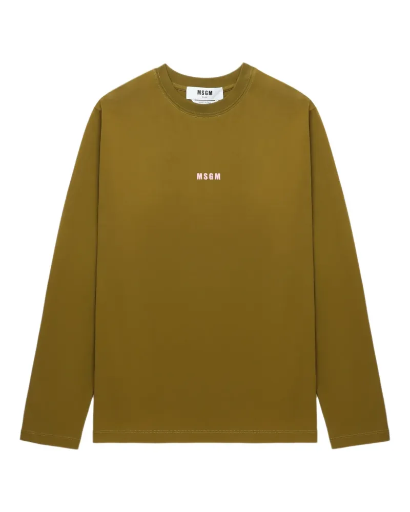 MSGM Langarmshirt mit Logo-Print - Grün Grün