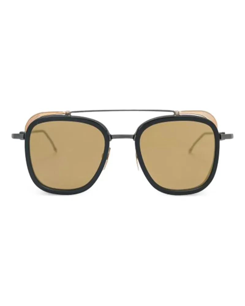 Thom Browne Sonnenbrille mit eckigem Gestell - Schwarz Schwarz