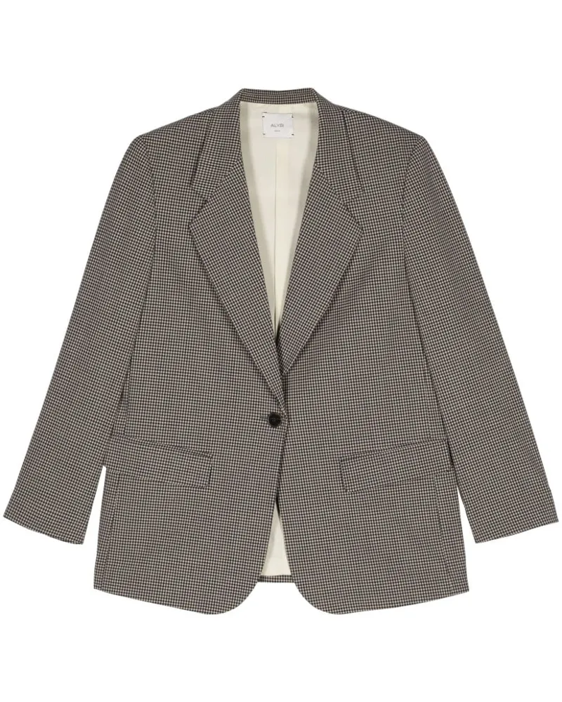 ALYSI Karierter Blazer mit fallendem Revers Grau