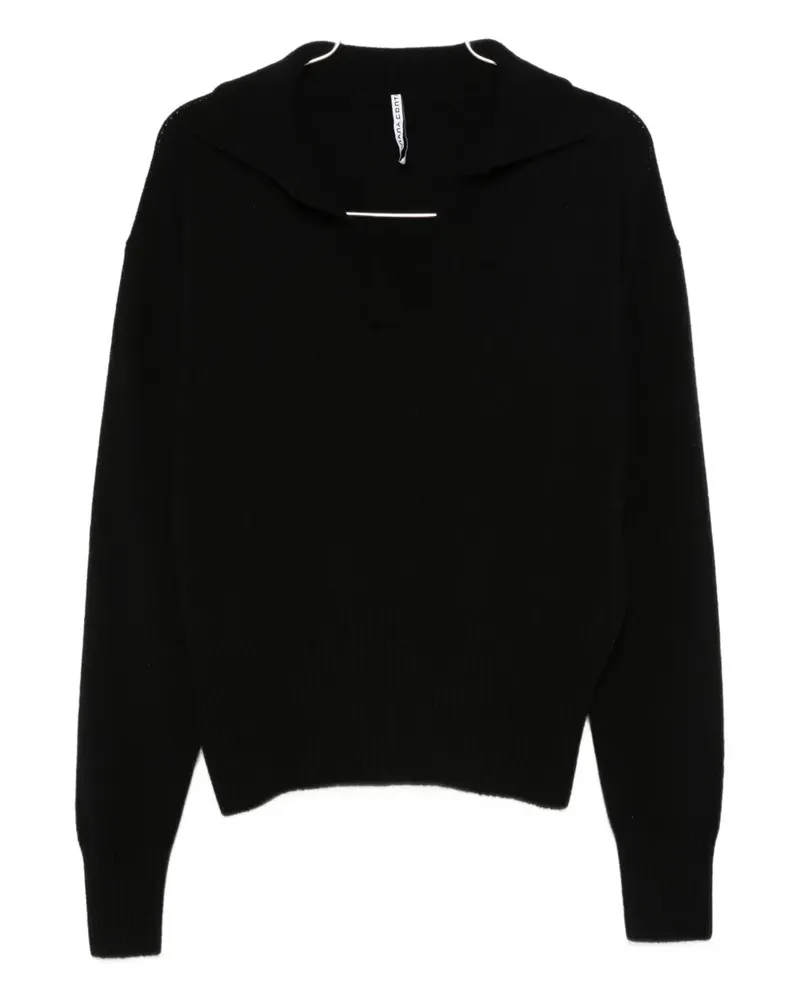 Liviana Conti V-neck collared sweater - Schwarz Schwarz