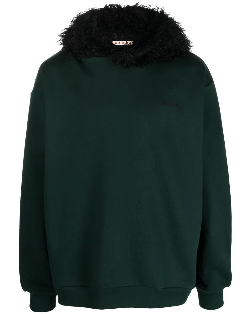 Marni Sweatshirt mit Faux Fur Grün