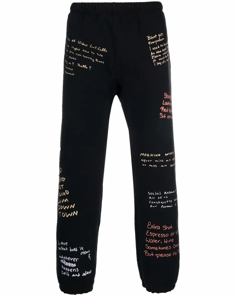 PLEASURES Hose mit Schriftzug - Schwarz Schwarz