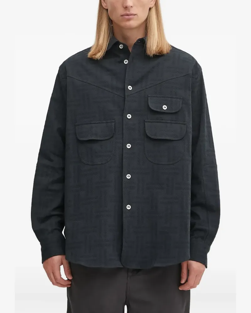 Kenzo Gemusterte Hemdjacke mit Brusttaschen - Schwarz Schwarz