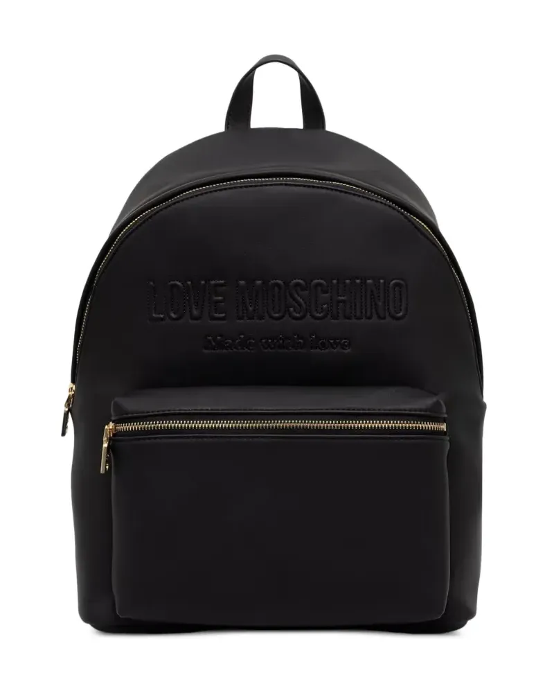 Moschino logo-embossed front-zip backpack - Schwarz Schwarz