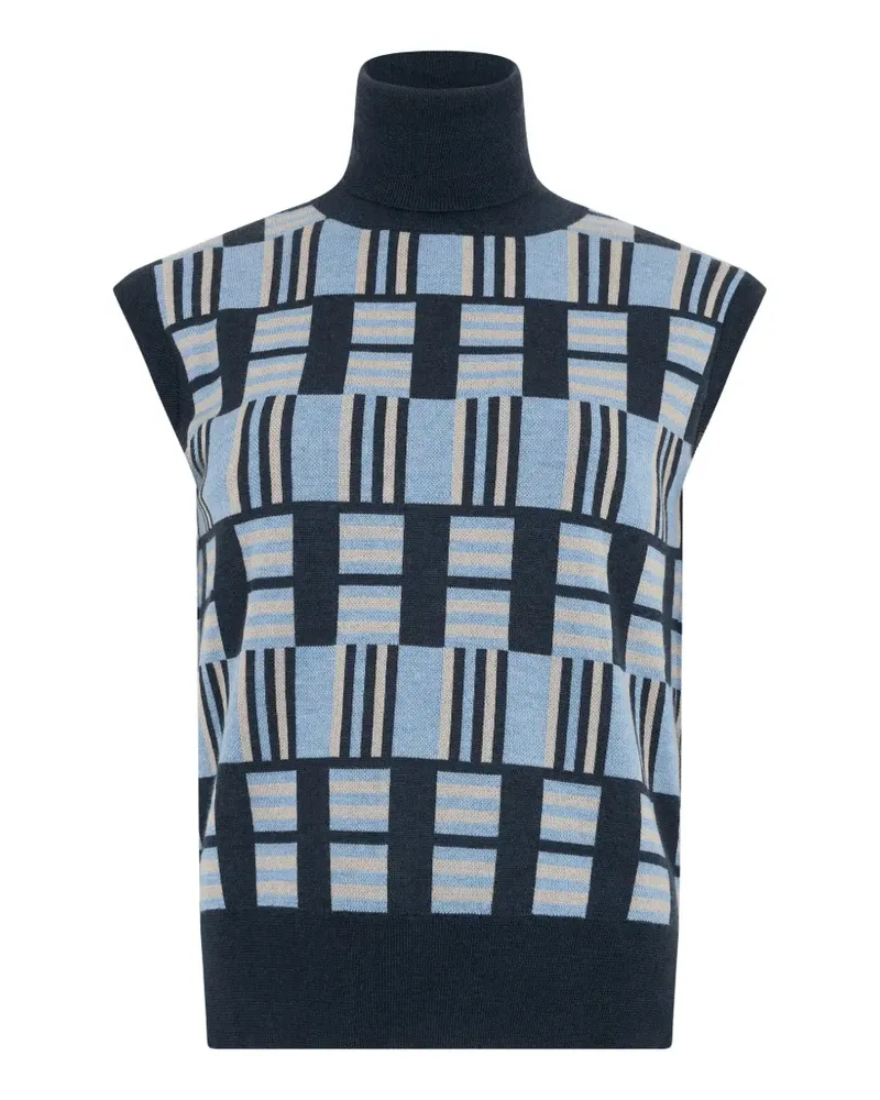 MOORER Pullunder mit geometrischem Muster - Blau Blau