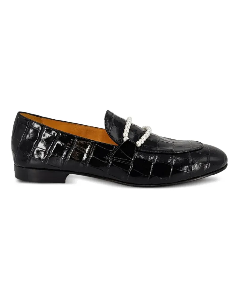 MADISON.MAISON croc-embossed pear-embellishment loafers - Schwarz Schwarz