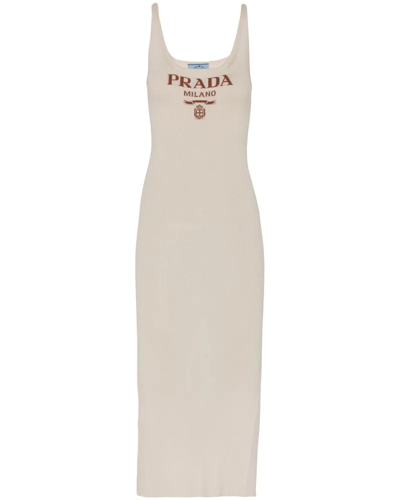 Prada Geripptes Midikleid - Nude Nude
