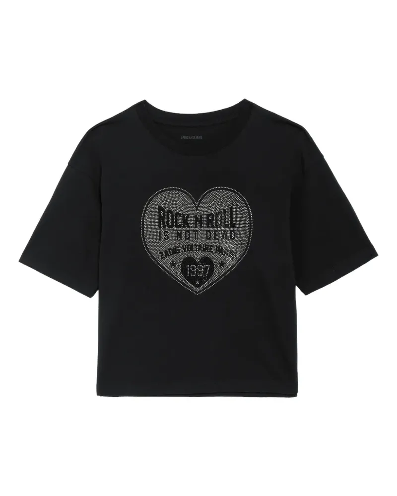 Zadig & Voltaire Taida BC Heart T-Shirt mit Strass - Schwarz Schwarz