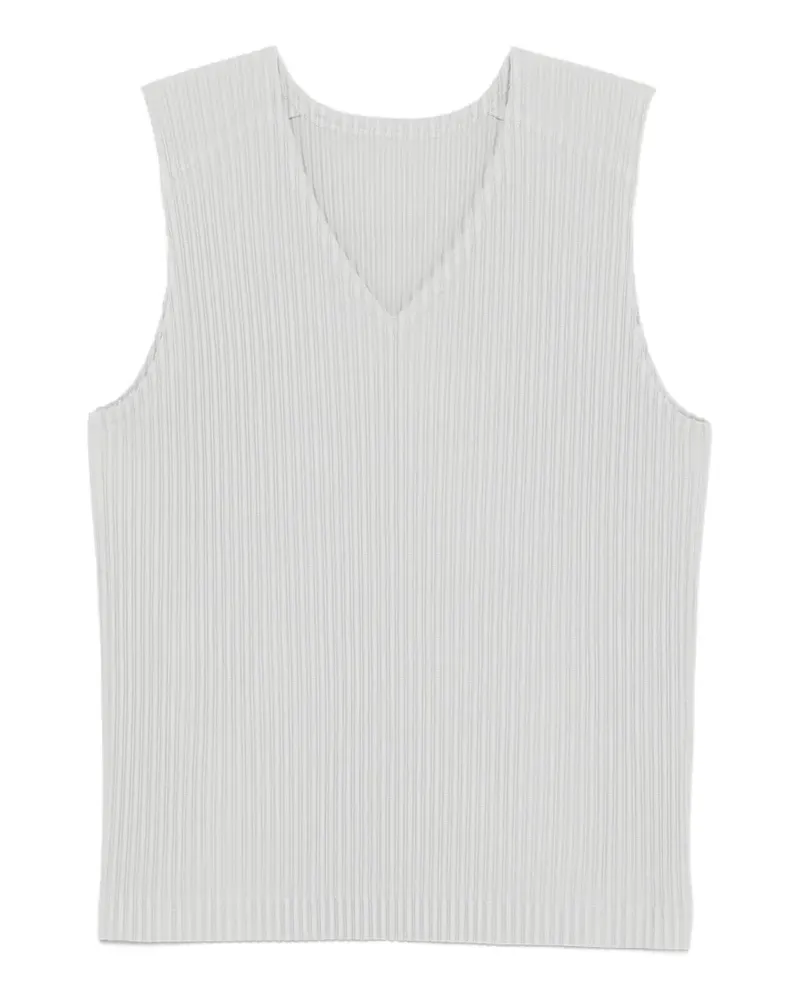Issey Miyake plissé V-neck vest - Grau Grau