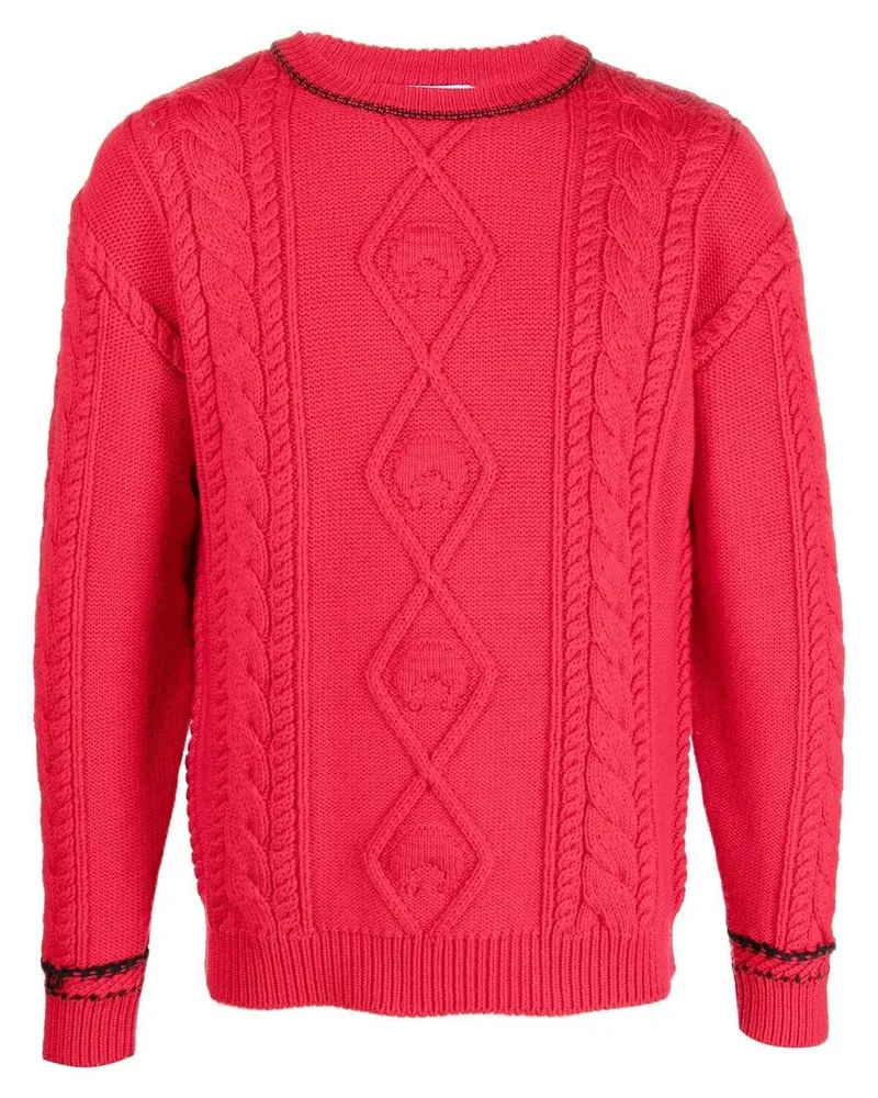 Marine Serre Pullover mit Zopfmuster - Rot Rot