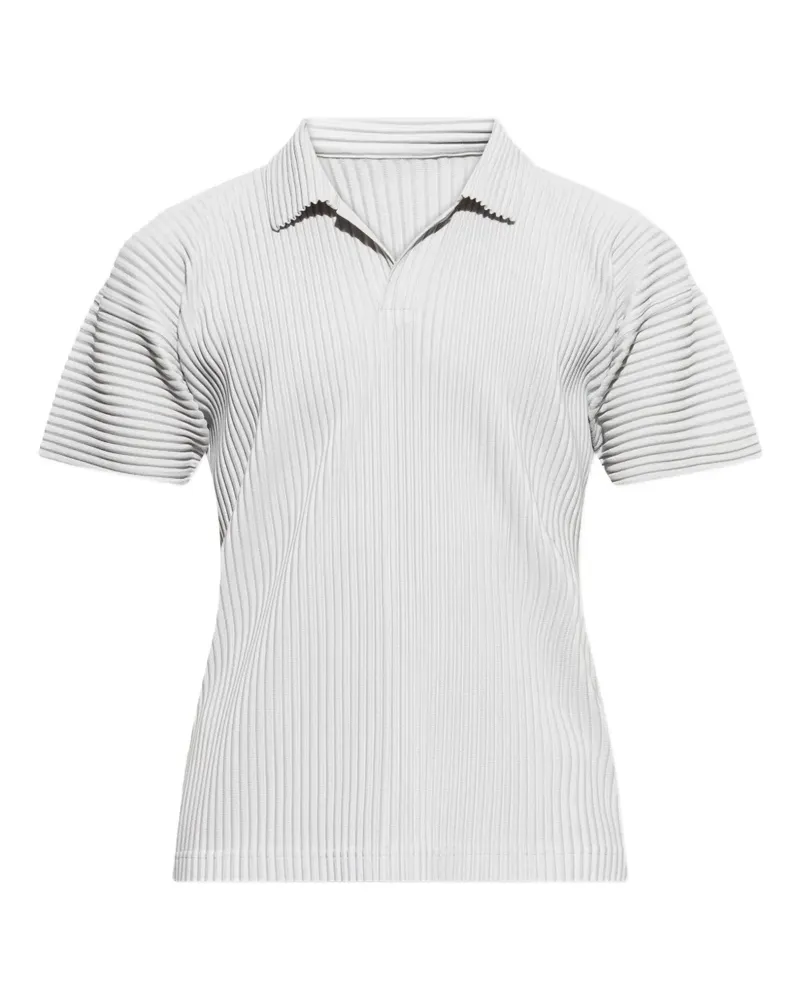 Issey Miyake Plissiertes Poloshirt - Grau Grau