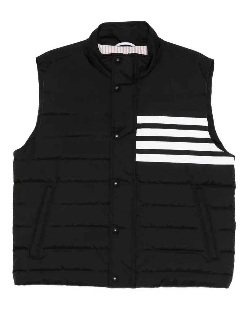 Thom Browne Daunenweste mit Streifen-Logo - Schwarz Schwarz